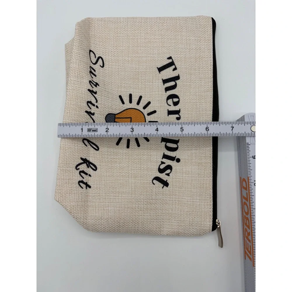 Therapist Survival Kit Canvas Makeup Bag Travel Pouch Gift Cream Black Zipper